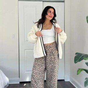 OFFLINE by Aerie Nylon Cardigan in Cream & Navy NEW